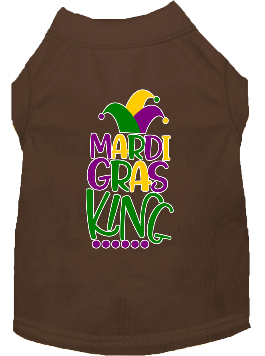 Mardi Gras King Screen Print Mardi Gras Dog Shirt Brown XXL